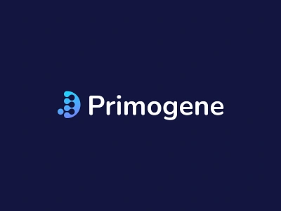 Primogene Logo Concept abstract biotechnology dna dynamic fluid laboratory link logo molecules movement science