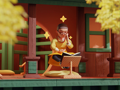 ZEN - animated character illustration 3d animation blender character illustration