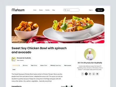 Recipe Details Page artiflow cooking tips halal halal design landing page online cooking platform online cooking video online coure online recipe online recipe video uiux design video tutorial web design webdesign website