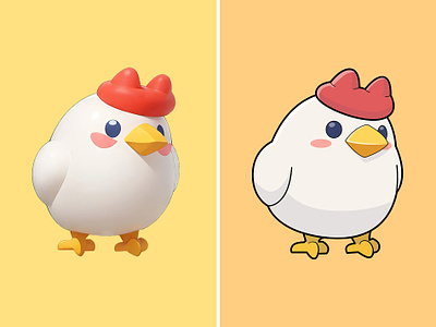 Cute Chicken Cartoon vs Vector 3d cartoon chic chicken cute icon illustration mascot pastel rendering vector