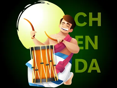 CHENDA adobe illustrator brand concept character design chenda design digital illustration drums festival happy india kerala simple thrissur pooram vector vibrant visual design