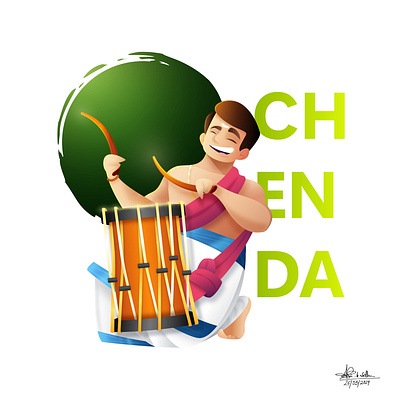 CHENDA adobe illustrator branding concept character design chenda design digital illustration drums festival fresh green happy holiday india kerala minimal simple thrissur pooram tourism vector visual design