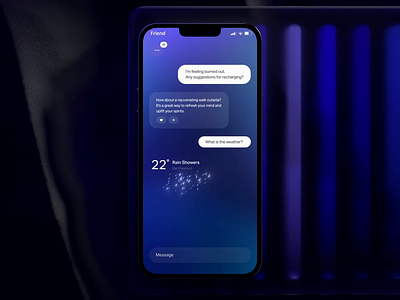 Magical Chat with AI UI VFX by Milkinside ai blue bubbles chat chatbot dots friend loading magic magicaly message particles rain rainy talking vfx voice warm weather