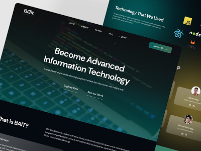 Bait Solutions - Software House Landing Page agency design agency website dark mode design dark mode landing page design homepage landing page minimalist design modern design software house design software house website ui web design