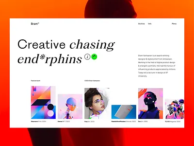 Creative portfolio homepage art direction colorfull creative direction digital art figma freelancer gallery graphic design interface landingpage portfolio ui ux uxui web website