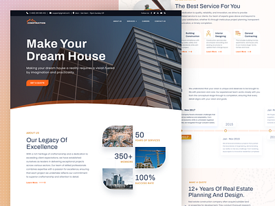 Construction Company Website Design building company construction constructor design figma header hero section home landing page design layout logo ui user interface ux website