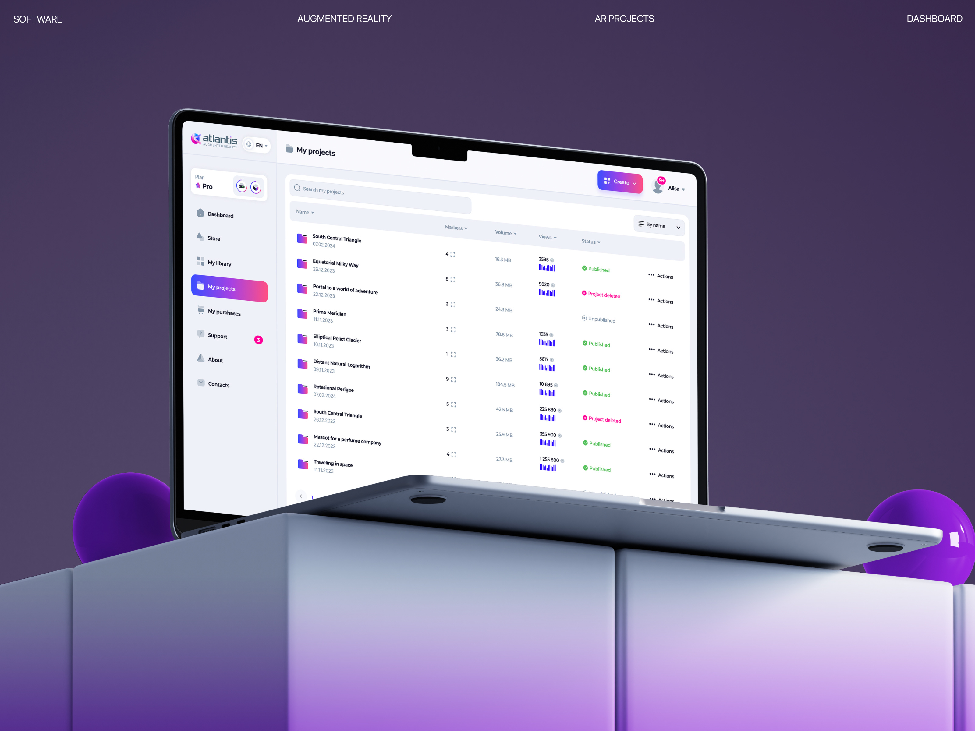 Atlantis AR: My Projects app design business charts corporate crm dashboard ecommerce ecommerce app factory finance interface management mobile ui payment platform product design service software ui visual design web app