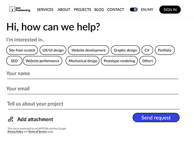 First Page of Ace Freelancing Website Design using Figma branding design email figma freelancing hero hero section home menu section ui