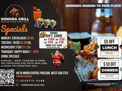 Sonora Grill Mexican Restaurant Flyer for Print branding design flyer graphic design illustration illustrator logo mexican restaurant