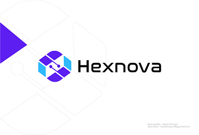 Hexnova Logo Technology Blockchain,Chart Logo blockchain chart creative logo design design logo logo branding logo design logo mark logo type logoidentity modern logo design tech technology