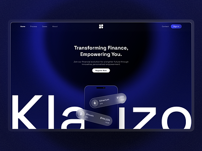 Fintech website blue bold dark design fintech glass minimal typography ui ux web website