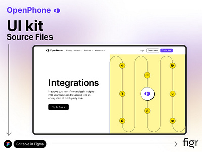 Make OpenPhone UI your own branding design editable figma free kit landing page modern ui openphone platfrom software teamwork template ui ui kit ui ux web app web design website workspcae