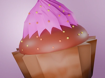 Low Poly 3D Model 11: Cupcake 3d animation app branding design graphic design illustration logo motion graphics typography ui ux vector