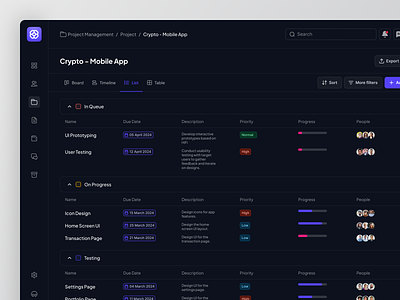 List View Dashboard cansaas clear dark dark theme dashboard list list view product design saas web web design