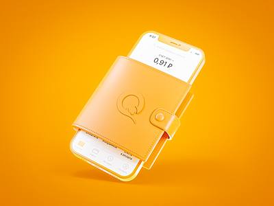 Qiwi 3d blender cycles design dribbble la7rev michaellazarev phone photoshop qiwi render visual wallet