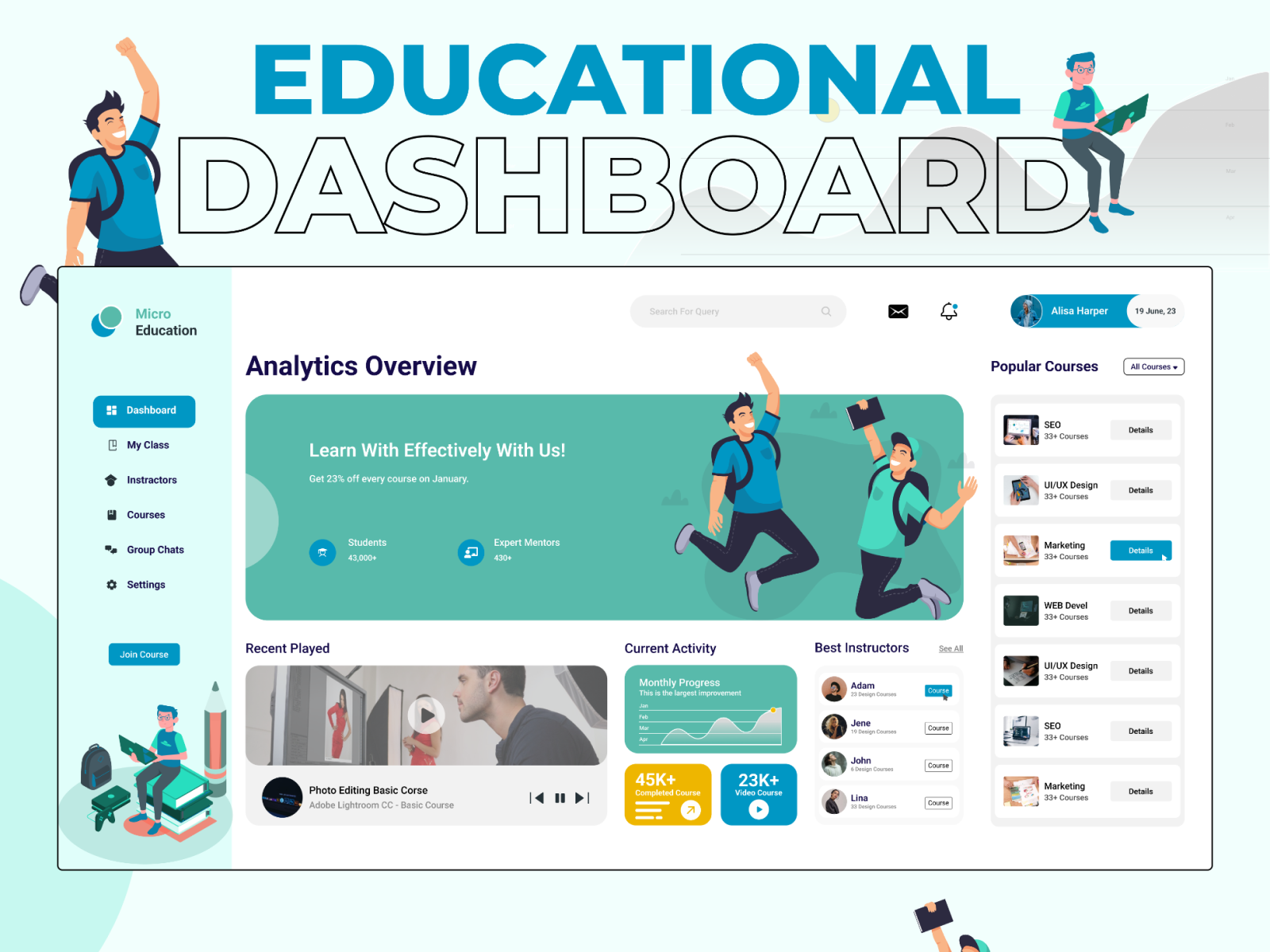 Educational Dashboard Design. by Moshiur Rahman Adip on Dribbble