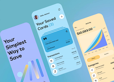 Finance Saving App Concept animation banking card color design finance illustration save savings simple ui ui design ux ux design