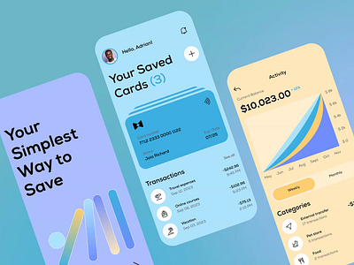 Finance Saving App Concept animation banking card color design finance illustration save savings simple ui ui design ux ux design