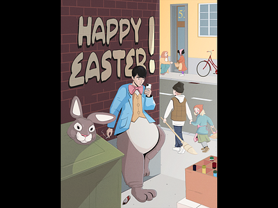 Easter Break ally break character design comic book cover easter easter break easter bunny easter traditions editorial eggs illustration kids work