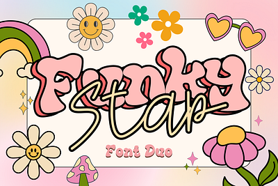 Funky Star is stylish retro duo font decorative font