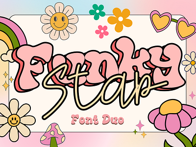 Funky Star is stylish retro duo font decorative font