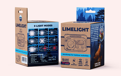 Packaging Design for a headlamp product 3d render 3d rendering 3d visualization box design cardboard box headlamp packaging box packaging design product render product rendering product visualization