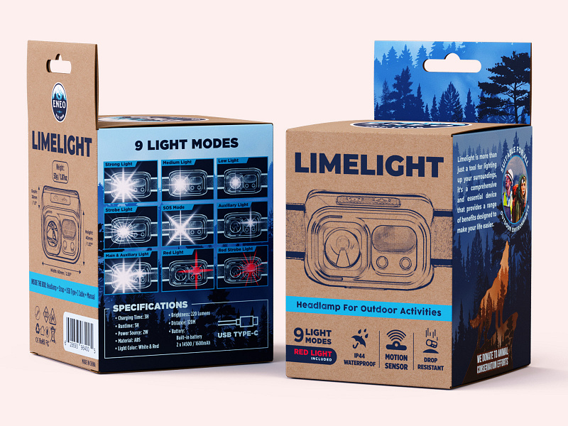 Packaging Design for a headlamp product 3d render 3d rendering 3d visualization box design cardboard box headlamp packaging box packaging design product render product rendering product visualization