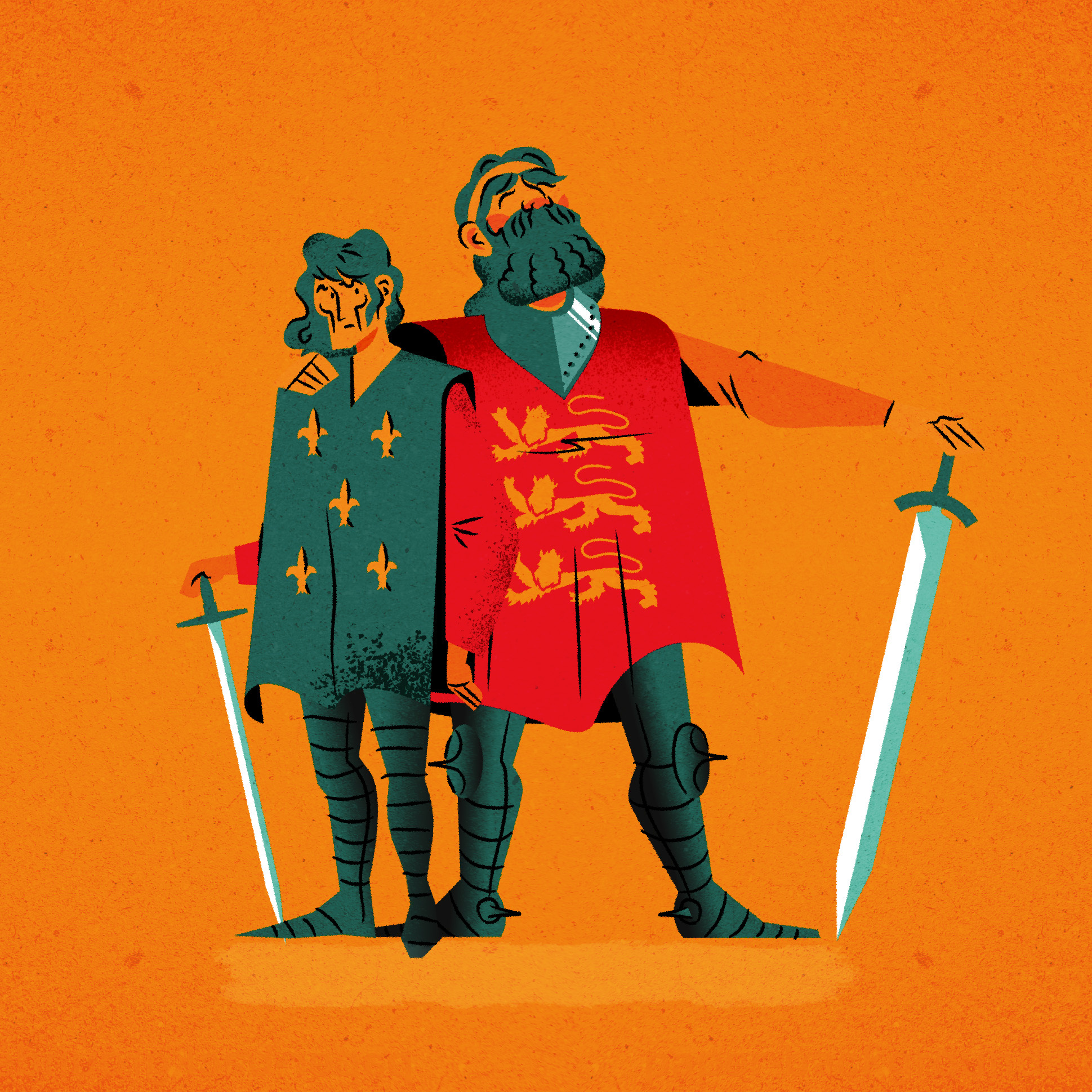 Philippe II & Richard the Lionheart, BFFs! character childrens book design editorial history illustration illustrator kidlit minimalist texture vector