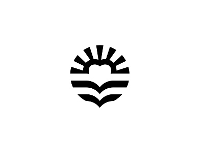 Heartwave abstract alex seciu beach logo branding geometric heart logo logo design negative space rays logo sea logo sun logo water logo wave logo