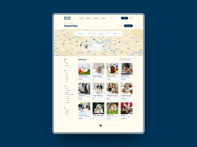 Found Pets Page animals filters found found pets map page pets ui ux