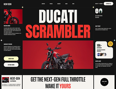 Website UI branding creative design ducati moto poster typography ui website