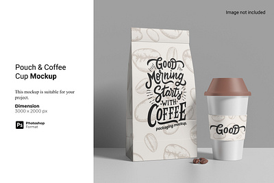 Pouch & Coffee Cup Mockup packaging