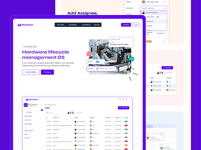 Marathon-OS : Hardware lifecycle Management branding charts landing pages oranisation chart saas saas ui template ticket ticket view voilet