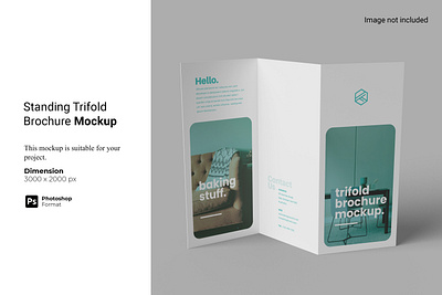 Standing Trifold Brochure Mockup information