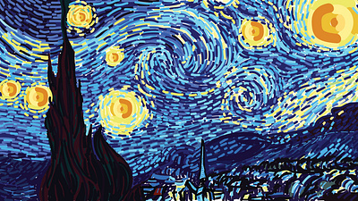 The Starry Night graphic design illustration starry night vector