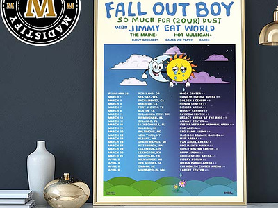 Fall Out Boy So Much For 2our Dust 2024 Tour Schedule Date List design poster