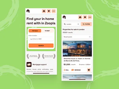 Zoopla: Mobile screens, Website design, Branding branding graphic design mobile patterns real estate real estate app ux ui design