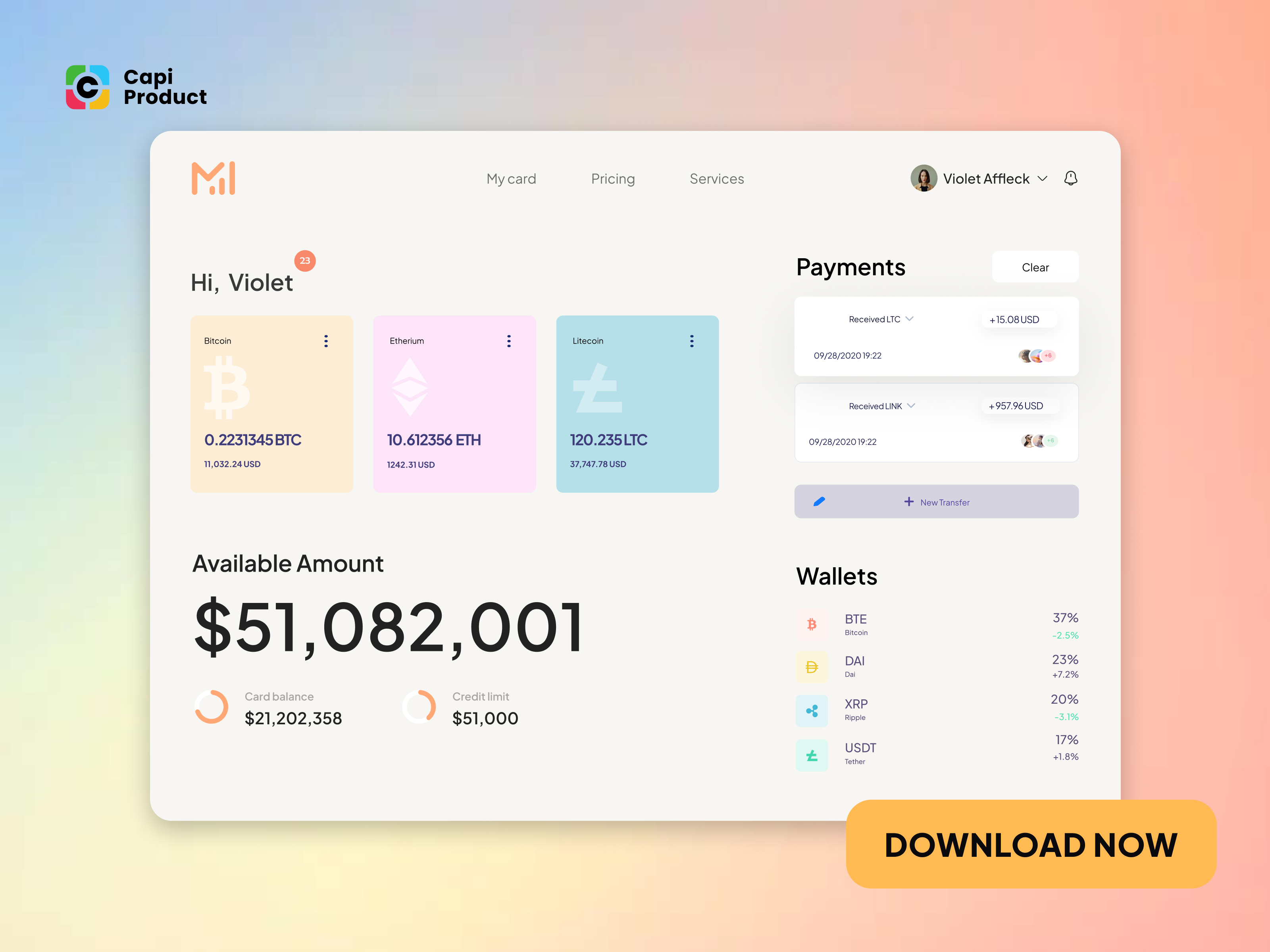 Example of Fintech Dashboard UI/UX Web App Design
