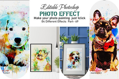 Dog Watercolor Painting Photo Effect branding design effect illustration ink art modern photo effect photoshop photoshop action ui