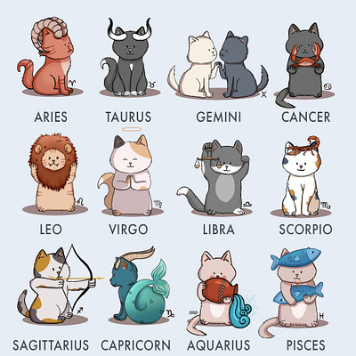 Cat astrology astrology cat character design illustration zodiac