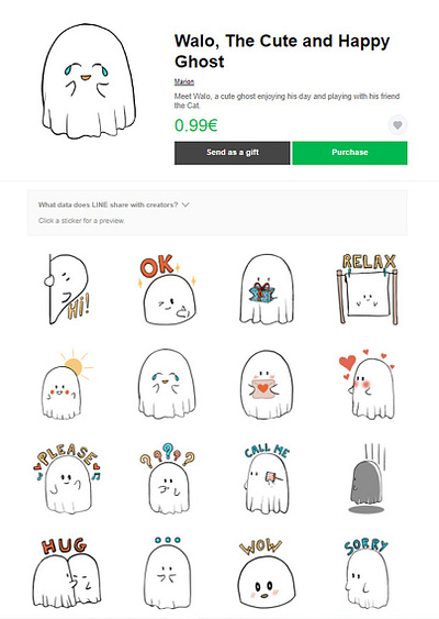 Stickers set for Line character design design ghost illustration stickers