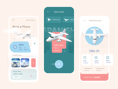 Plane Rental Mobile App app clean design flat illustration mobile ui ux