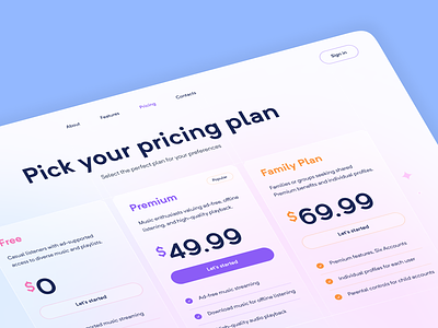 Sonorous pricing page b2b design flat home landinf layo page pricing product saas studio ui ux website