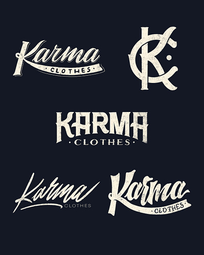 Karma Clothes logos design branding graphic design lettering logo logo design logotype monogram