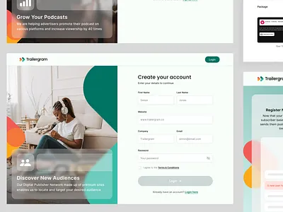 Account Signup screens account app flow intro login signup webapp