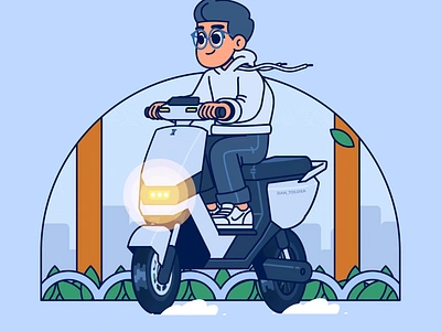 Eco Ridin' | Loop animation 2d animation after effects animation character design design illustration motion design motion graphics photoshop procreate