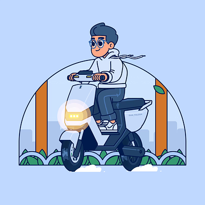 Eco Ridin' | Loop animation 2d animation after effects animation character design design illustration motion design motion graphics photoshop procreate