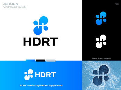 HDRT Logo Design💧 branding drop drops flow h hdrt health hydrate hydration identity design logo logo design medic negative space logo smart logo sport supplement typography water
