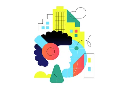 The City of Tomorrow architecture auto car city future globe headphones man mini nature sustainability urban world