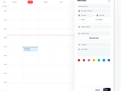Adding event calendar dashboard event events meetings product design saas saas calendar ui ux web
